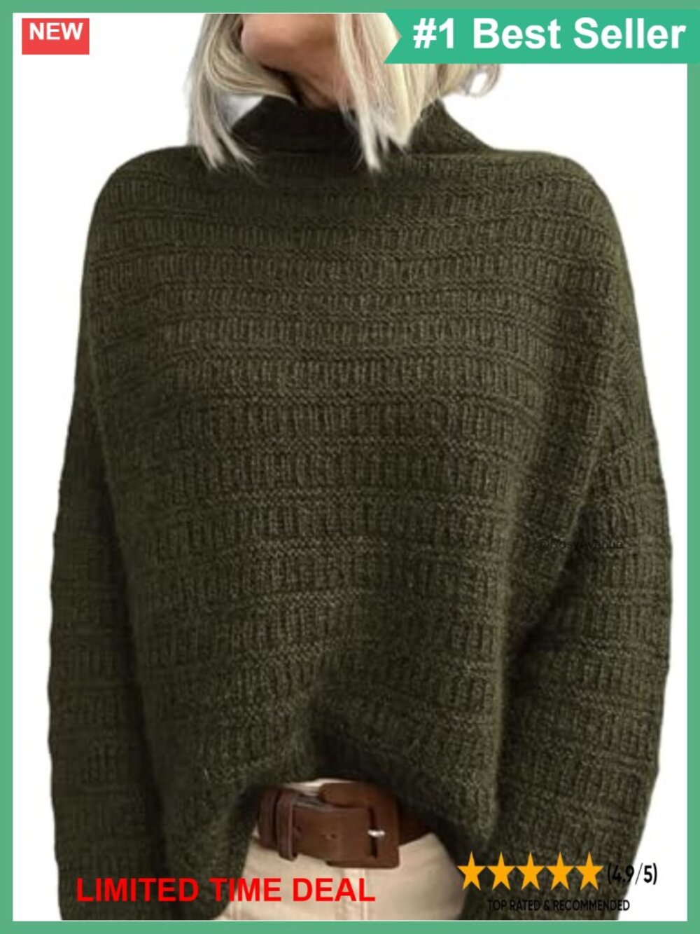 Oversized Mock Neck Long Sleeve Pullover Sweater Knit Jumper